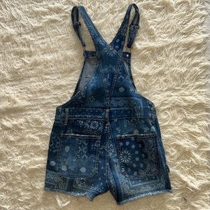 NEW short paisley denim overalls